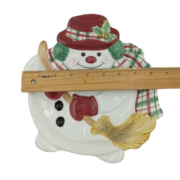 Fitz & Floyd Essentials Snowman Shaped Ceramic Serving Plate Christmas Decor - Picture 6 of 6